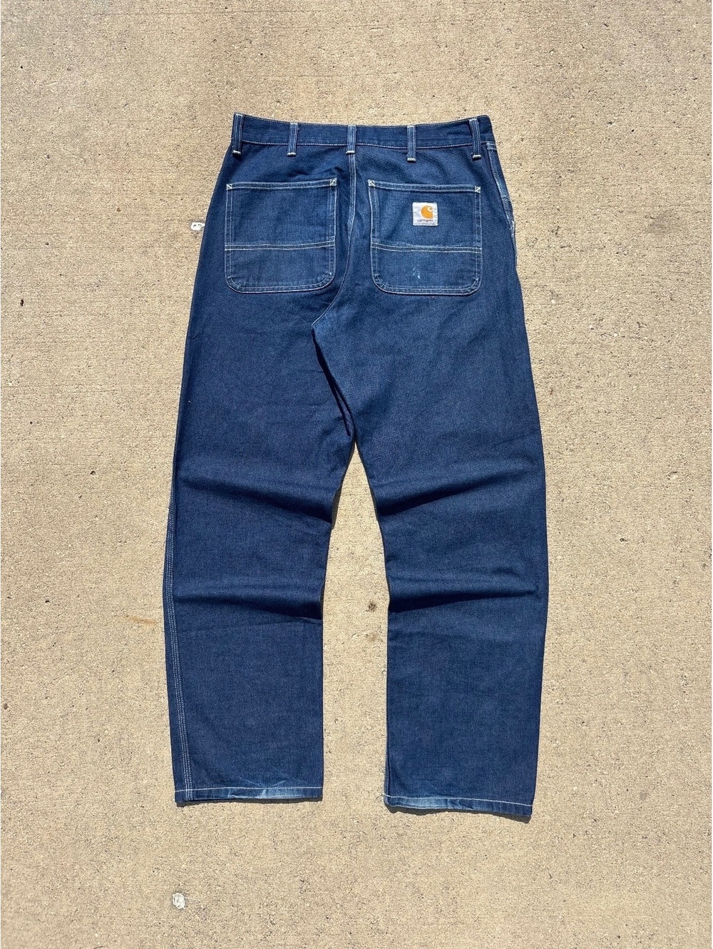 Vintage Carhartt WIP Blue Raw Denim Work Pants Size 32x32